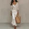 Women's Chic Satin Maxi Dress 2 Pieces Sets Sexy Straps Sleeveless Long Sleeve Top Evening Dresses Elegant New Party Street Gown
